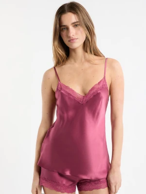 Koszulka na Ramiączkach z jedwabiu z detalami koronkowymi Etam