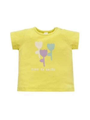 Koszulka niemowlęca z kwiatkami żółta Pinokio