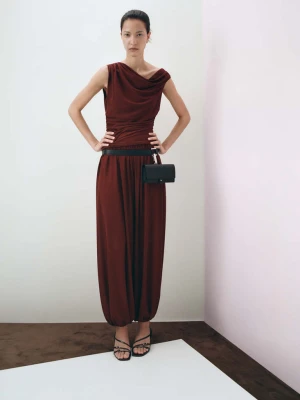 Koszulka o asymetrycznym kroju z marszczeniem rudy - Kobieta - - MANGO