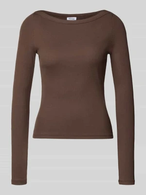 koszulka o kroju slim fit z mieszanka bawełny model 'MAYA' Noisy May Czekoladowy