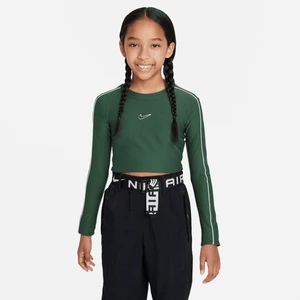 Koszulka o skróconym kroju z długim rękawem dla dużych dzieci (dziewcząt) Nike Sportswear - Zieleń