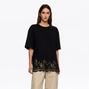 Koszulka oversize koronki czarna BIMBA Y LOLA