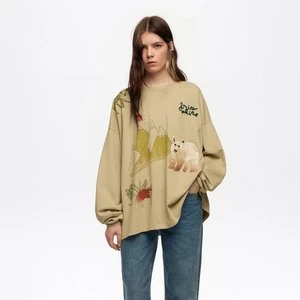 Koszulka oversize logo Frío Peludo taupe BIMBA Y LOLA