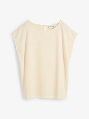 Koszulka oversize w optyce dzianiny BonPrix beżowy