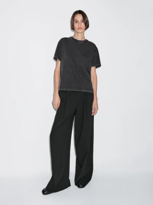 Koszulka Oversize Z Efektem Zużycia - Szary Antracytowy - - Massimo Dutti - Kobieta