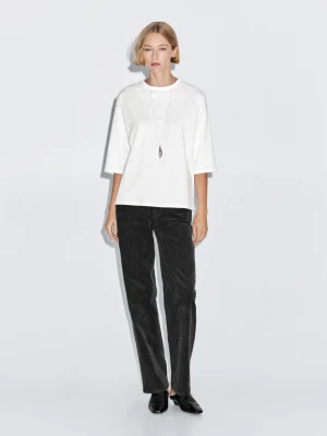 Koszulka Oversize Z Grubej Tkaniny - Biały - - Massimo Dutti - Kobieta