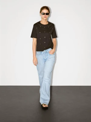 Koszulka Oversize Z Oczkami - Brązowy - - Massimo Dutti - Kobieta