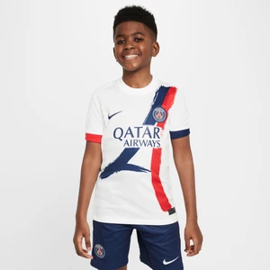 Zdjęcie produktu Koszulka piłkarska dla dużych dzieci Nike Dri-FIT Paris Saint-Germain Stadium 2024/25 (wersja wyjazdowa) – replika - Biel
