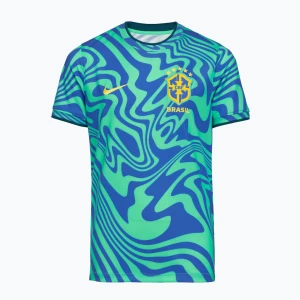 Koszulka piłkarska dziecięca Nike Brazil Pre-Match light menta/light photo blue/canary