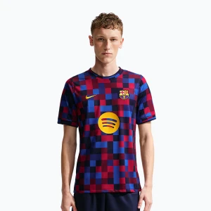 Koszulka piłkarska męska Nike FC Barcelona Dri-Fit Pre-Match noble red / mineral yellow