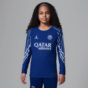 Koszulka piłkarska z długim rękawem dla dużych dzieci Authentic Jordan Dri-FIT ADV Paris Saint-Germain Match 2024/25 (wersja czwarta) - Niebieski