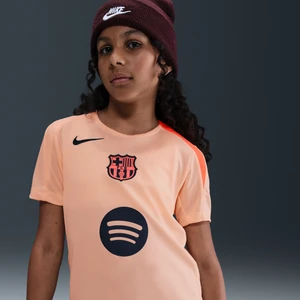 Koszulka piłkarska z dzianiny dla dużych dzieci Nike Dri-FIT Total 90 FC Barcelona Strike (wersja trzecia) - Pomarańczowy