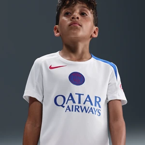 Koszulka piłkarska z dzianiny dla dużych dzieci Nike Dri-FIT Total 90 PSG Strike (wersja trzecia) - Biel