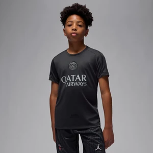 Koszulka piłkarska z krótkim rękawem dla dużych dzieci Jordan Dri-FIT Paris Saint-Germain Strike (wersja czwarta) - Czerń