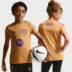 Koszulka piłkarska z krótkim rękawem dla dużych dzieci Kobe Dri-FIT FC Barcelona Strike (wersja wyjazdowa) - Brązowy Nike
