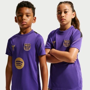 Koszulka piłkarska z krótkim rękawem dla dużych dzieci Kobe Dri-FIT FC Barcelona Strike (wersja wyjazdowa) - Fiolet Nike