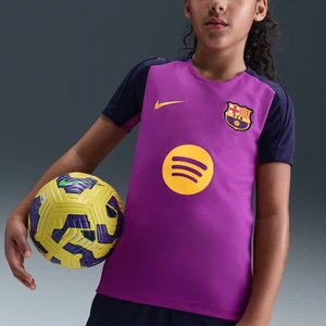 Koszulka piłkarska z krótkim rękawem dla dużych dzieci Nike Dri-FIT FC Barcelona Strike - Fiolet