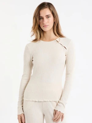 Koszulka piżamowa w prążki z guzikami Etam