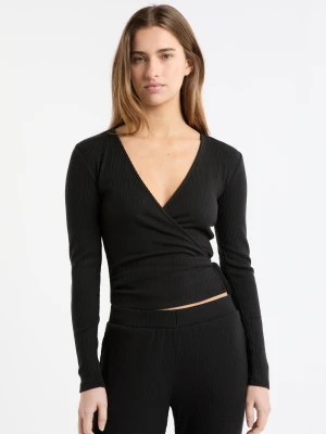 Koszulka piżamowa z długimi rękawami kopertowa Etam