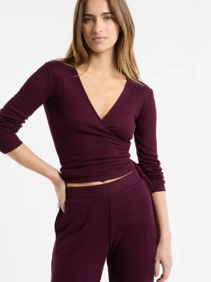 Koszulka piżamowa z długimi rękawami kopertowa Etam