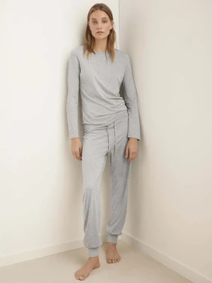 Koszulka piżamowa z lyocellu i bawełny jasny / pastelowy szary - Kobieta - - MANGO
