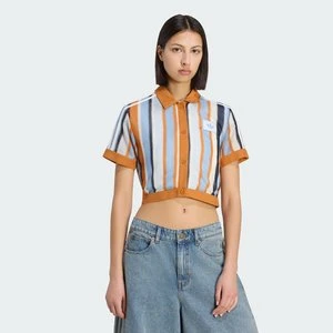 KOSZULKA POLO ADIDAS ORIGINALS SUMMER GLOW STRIPED CROPPED Rustic Orange