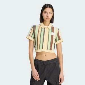 KOSZULKA POLO ADIDAS ORIGINALS SUMMER GLOW STRIPED CROPPED Easy Yellow