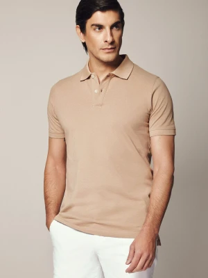 Koszulka Polo Bawełniana Beżowa Jakob Lancerto