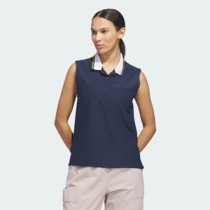 Koszulka polo bez rękawów Beyond The Course Twistknit Adidas beżowy