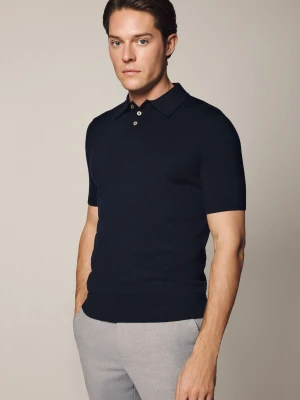 Koszulka Polo Ciemnogranatowa z Wiskozą Nils Lancerto
