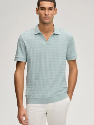 Koszulka polo Cleison w kolorze szałwiowym o wyrazistej strukturze Joop