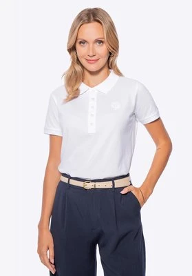 Koszulka polo damska z bawełny biała Wittchen
