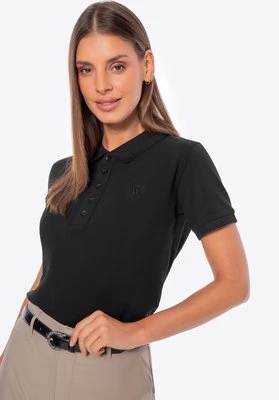 Koszulka polo damska z bawełny czarna Wittchen