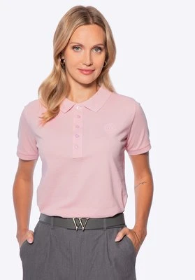 Koszulka polo damska z bawełny różowa Wittchen