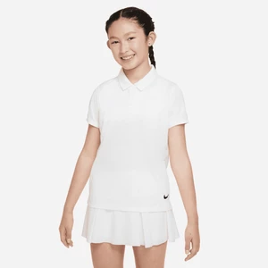 Koszulka polo do golfa dla dużych dzieci (dziewcząt) Nike Dri-FIT Victory - Biel