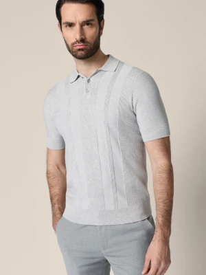Koszulka Polo Dzianinowa Szara z Wiskozą Nino Lancerto