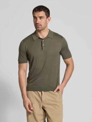 Koszulka polo jedwabna o kroju slim fit z prążkowanymi wykończeniami GRAN SASSO