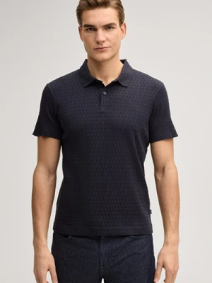 Koszulka polo Jorge w kolorze granatowym o fakturze strukturalnej Joop