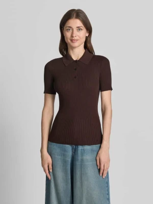 Koszulka polo krój slim fit z prążkowanej dzianiny Boss