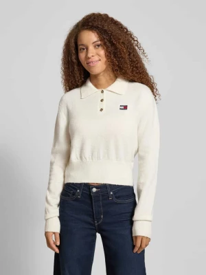Koszulka polo krótka z dzianiny z dodatkiem wełny i wełny z alpaki model ‘TJW FLUFFY POLO SWEATER’ Tommy Jeans