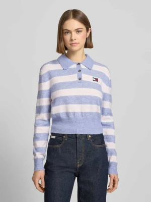 Koszulka polo krótka z dzianiny z dodatkiem wełny i wełny z alpaki model ‘TJW FLUFFY POLO SWEATER’ Tommy Jeans