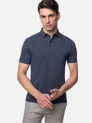 KOSZULKA POLO LIERMO GRANATOWA 0001 Z BAWEŁNY TYPU JERSEY Recman