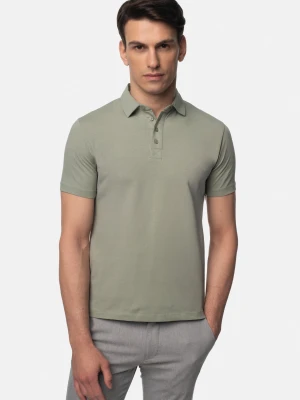 KOSZULKA POLO LIERMO ZIELONA 0001 Z BAWEŁNY TYPU JERSEY Recman