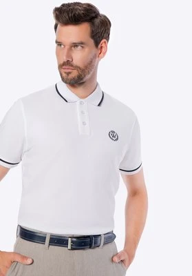 Koszulka polo męska bawełniana z lamówkami biało - czarna Wittchen