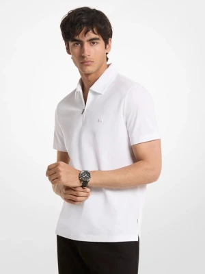 Koszulka polo na zamek z piki z mieszanki bawełny Michael Kors BIAŁY (Biały)