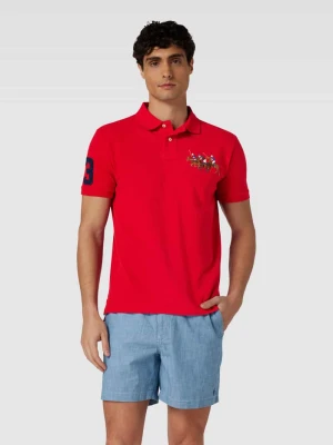 Koszulka polo o kroju custom slim fit z wyhaftowanym motywem Polo Ralph Lauren Czerwony