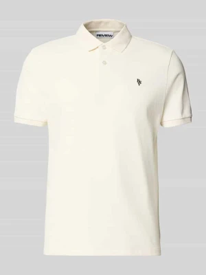 Koszulka polo o kroju nowoczesnym z wyhaftowanym logo REVIEW