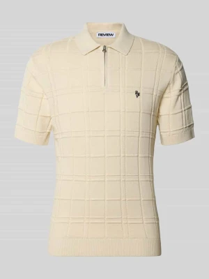 Koszulka polo o kroju nowoczesnym z wyhaftowanym logo REVIEW