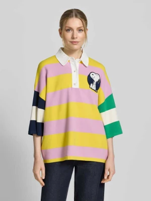 Koszulka polo o kroju oversized z mieszanki wiskozy model 'JICE STRIPED EMBO' Essentiel Antwerp