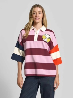 Koszulka polo o kroju oversized z mieszanki wiskozy model 'JICE STRIPED EMBO' Essentiel Antwerp